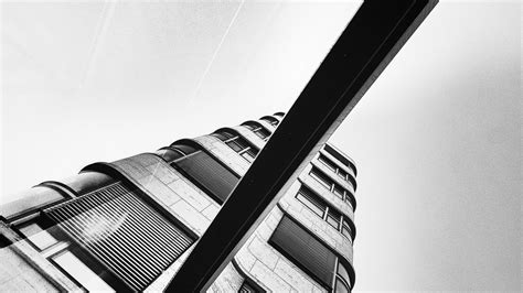 Download wallpaper 2048x1152 building, bottom view, facade, black and ...