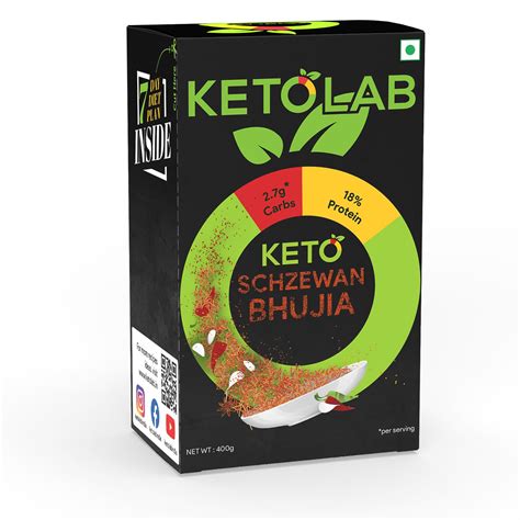 Ketolab Keto Bhujia (Sezwan), 400 Gms, 1 Pack, 2.7g Net Carb & 18% High ...