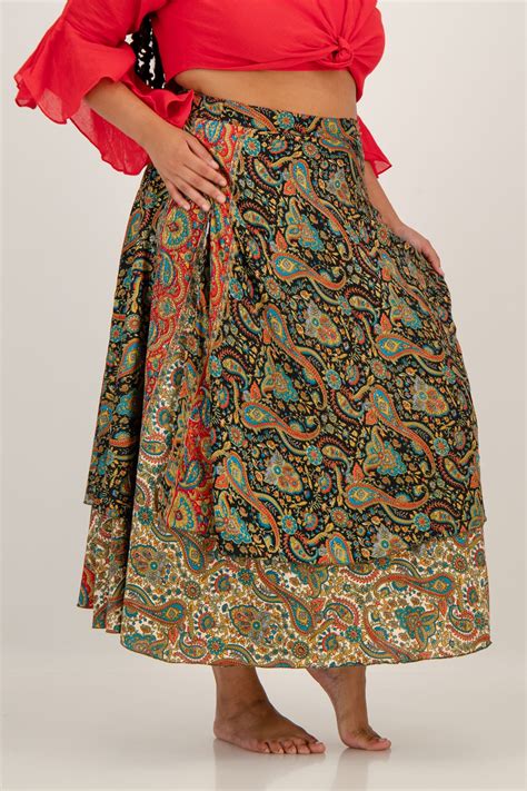 SKA Gypsy 2 Layers Viscose Long Flare Wrap Around Skirts. - SKA Clothing