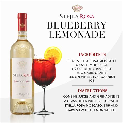 Stella Rosa original recipe: Stella Rosa Blueberry Lemonade, with Stella Rosa Moscato. Video ...