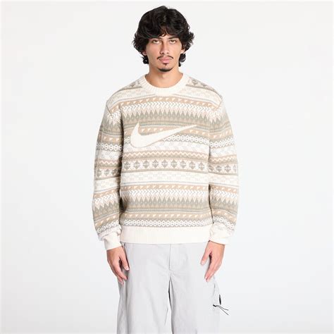 Men's sweaters Nike Life Fair Isle Swoosh Sweater Light Orewood Brown ...