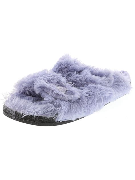 Dearfoams Women's Double Strap Slip-On Eventide Faux Fur Slipper - 5M ...