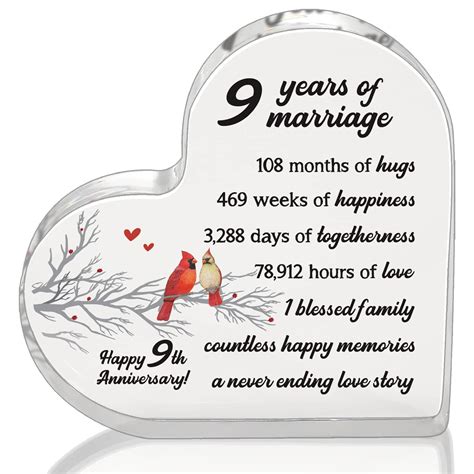 9th Anniversary Keepsake Gifts for 9th Wedding Anniversary, 9 Years of ...