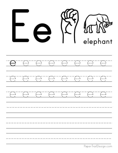 Traceable Letter E Worksheets