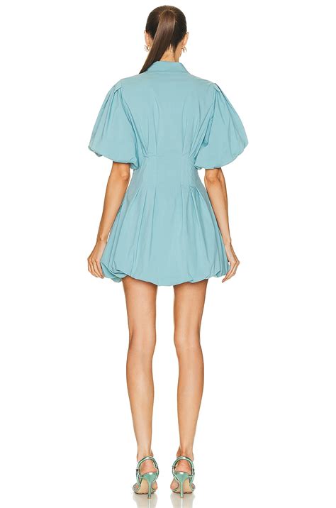 SIMKHAI Cleo Poplin Balloon Pintuck Mini Dress in Celeste Blue | FWRD