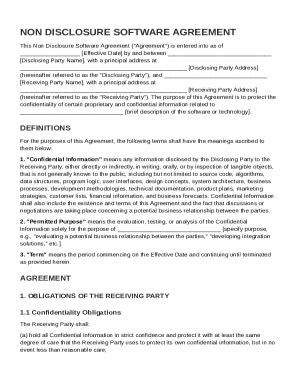 Non Disclosure Software Agreement Template - Fill and Sign Printable ...
