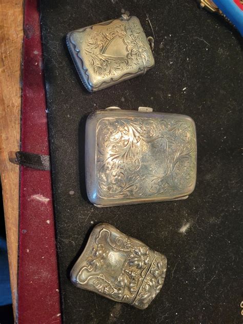 Antique Cigarette Case And Match Safe Lot Vintage Sterling Silver Scrap ...