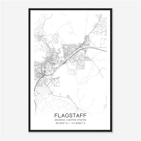 Flagstaff Arizona Map Poster, Modern Home Decor Wall Art Print - Custom ...