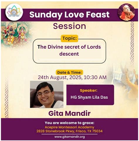 Gita Mandir Sunday Love Feast, 2828 Stonebrook Pkwy, Frisco TX 75034 ...