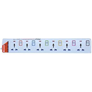 MX Surge Protector Spike Guard with 6 Universal Sockets Individual ...