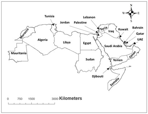 Middle East Map Black And White