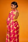 Buy Pink Satin Silk Printed Polka Square Saree With Blouse For Women by ...