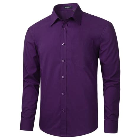 HISDERN Mens Dress Shirts Long Sleeve Button Down Shirts Casual Solid ...