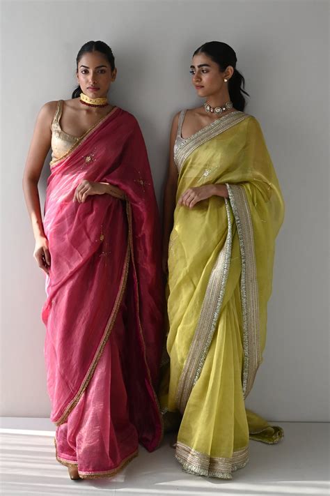 Sati Saree in Neon Green Pin Stripes – Shorshe Clothing