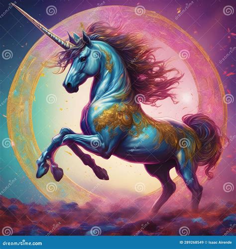 A Majestic Unicorn in Its Mythical Natural Habitat Stock Illustration - Illustration of towering ...