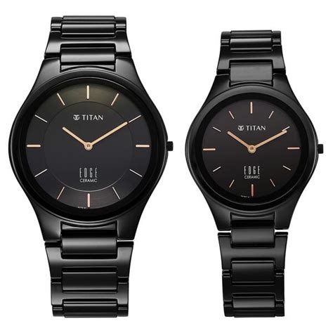 Buy Online Titan Edge Pair Black Dial Analog Ceramic Strap watch for ...