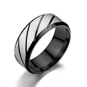 Buy KRYSTALZ Twil Horizontal Stainless Steel Textured Band Rings for ...