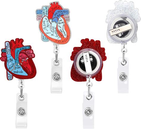 WLLHYF Nurse Badge Reel, 2 Pcs Cardiac Badge Reel Holder Cute ...