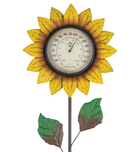 Regal Art & Gift Outdoor Garden Thermometer, Decorative Metal & Floral ...