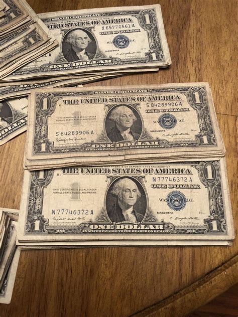 One 1957 Blue Seal $1 Dollar Silver Certificate, VG/VF, Old US One ...