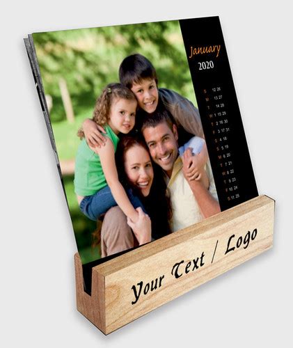 Personalized Table Calendar on Wooden Block Stand | BrownCloud