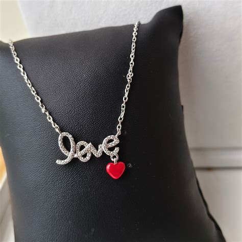 Love Script with Heart Necklace 3.72 Grams, Silver – Doodles by Purvi