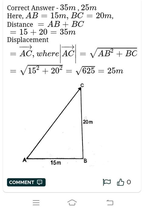 A body travels a distance of 15 m from A to B and then moves a distance ...