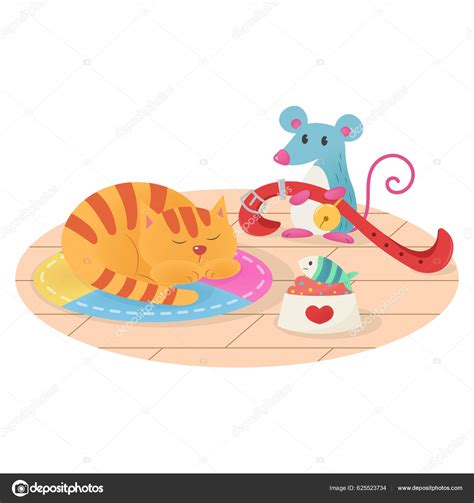 Belling Cat Picture Story Book Aesop's Fable Illustration Cute ...