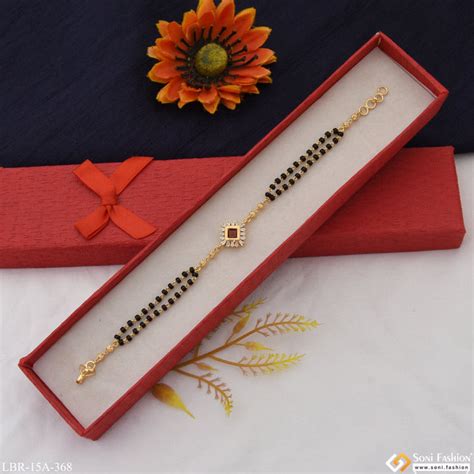 1 Gram Gold Plated Red Stone New Style Mangalsutra Bracelet for Women ...