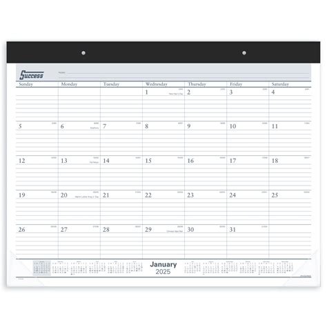 2025 AT-A-GLANCE® Monthly Desk Pad Calendar, 21-3/4" x 17", Black/White ...