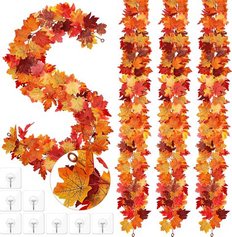 Amazon.com: Fovths 4 Pack Fall Maple Leaves Garland 5.8ft/pc Artificial ...