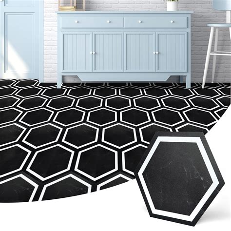 Art3d 30-Pack Hexagon Peel and Stick Flooring Tile Marble Look, Self ...