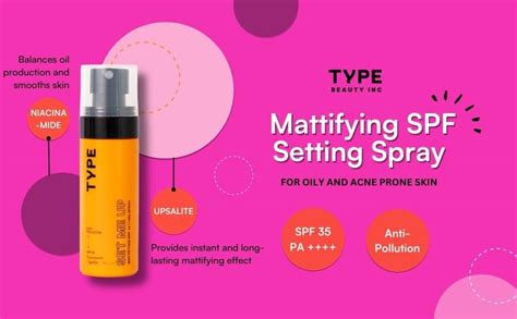 Buy TYPE BEAUTY INC. Mattifying Setting Spray with SPF 35 PA++++ | 12Hr ...