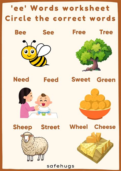 'EE' Words for Kids with Pictures & Worksheets
