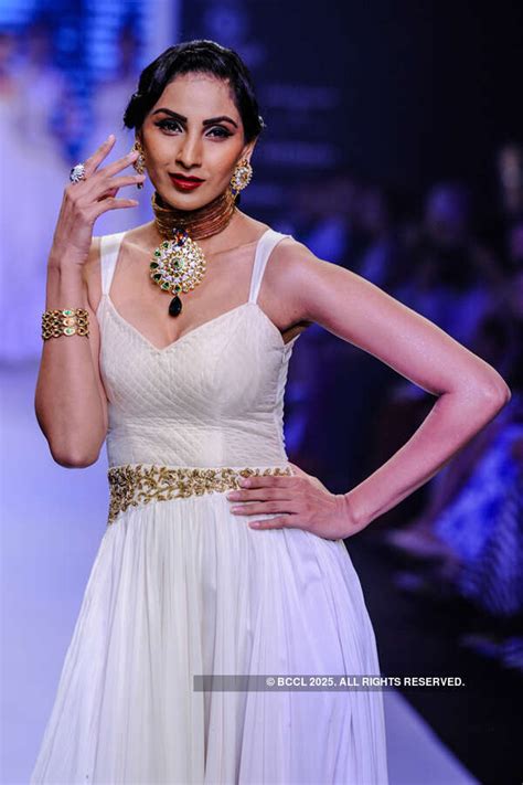 A model showcases a creation