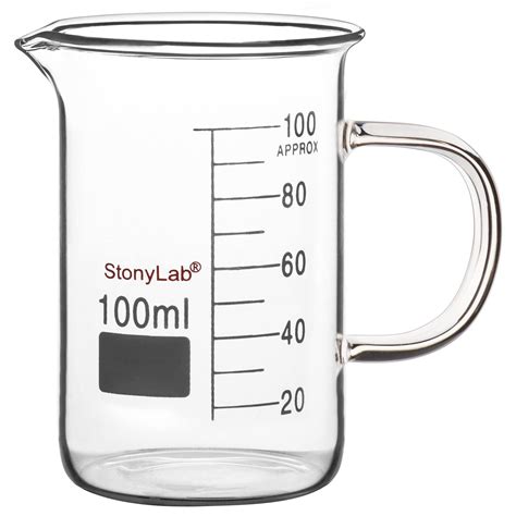 Buy stonylab Glass Beaker with Handle, Borosilicate Glass Graduated Low ...