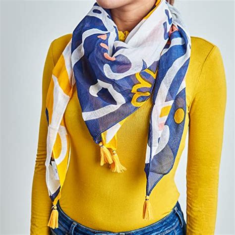 Buy Chumbak Don’t Look Back Carnival Scarf - Offwhite, Square at Amazon.in