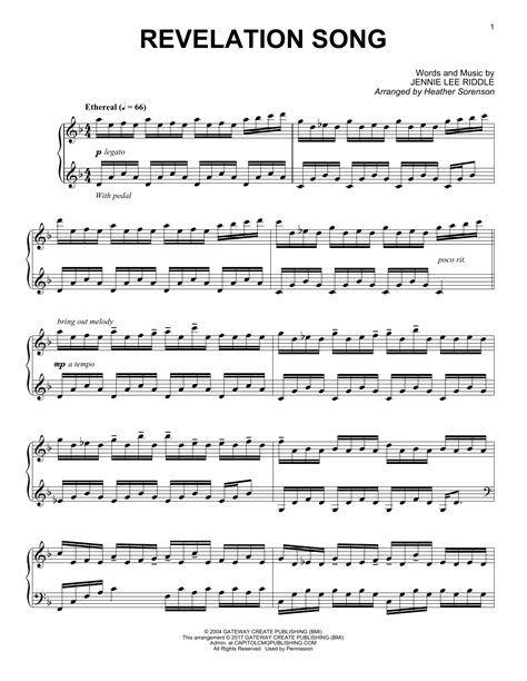 Revelation Song by Phillips, Craig & Dean Sheet Music for Piano Solo at ...