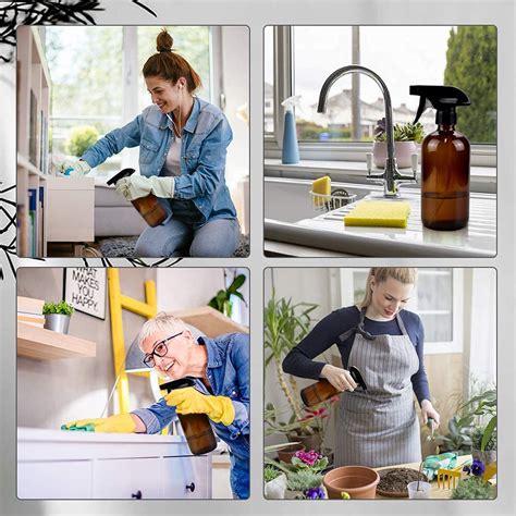 Buy Glass Spray Bottles, 16oz Amber Glass Spray Bottles with Labels ...