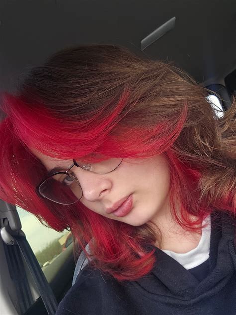 dyed wolf cut, with red tips in 2025 | Red hair tips, Dyed red hair ...