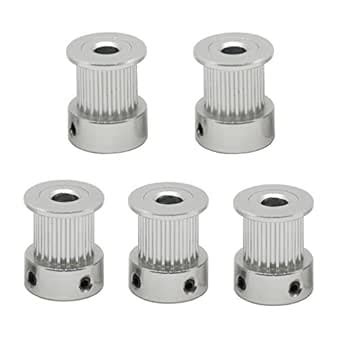 ReliaBot 5PCs Aluminum 2GT Timing Pulley 20 Teeth Bore 5mm for 3D ...