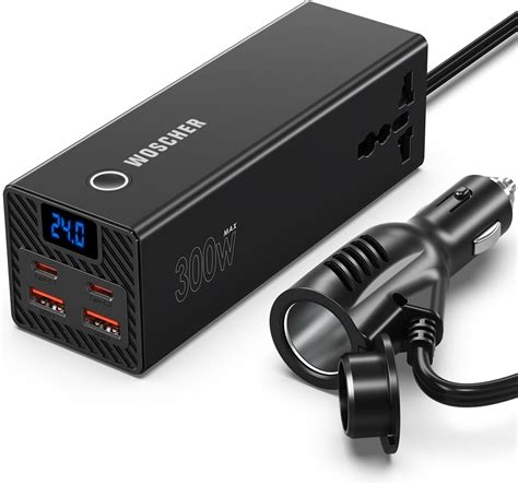 Woscher 300W Car Laptop Charger Power Inverter 2 USB (24W Max), 2 C ...