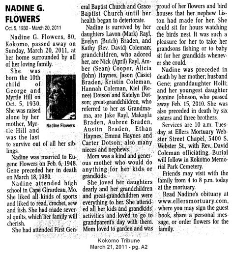 2011 Kokomo Tribune Obituaries - Kokomo, In