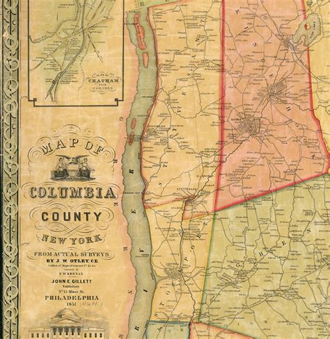 Map of Columbia County New York NY 1851 Restoration - Etsy