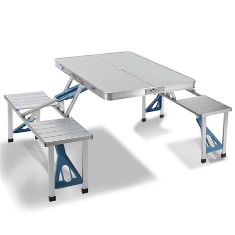 Expresso Hand Aluminum Folding Picnic Table with 4 Seats Portable ...