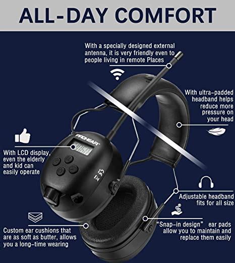PROHEAR 033 Upgraded Bluetooth Hearing Protection Headphones with FM/A ...