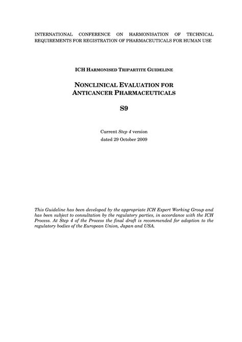 Nonclinical Evaluation FOR Anticancer Pharmaceuticals - INTERNATIONAL ...