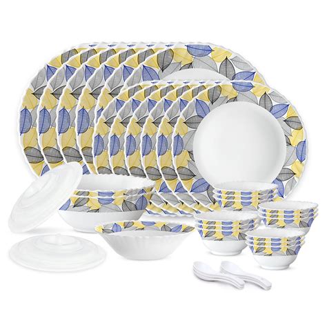 Larah by Borosil Silk Series Kora Opalware Dinner Set | 35 Pieces for ...
