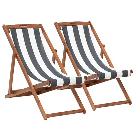 YRLLENSDAN Beach Chair, Patio Lounge Chair 2 Set Beach Recliner Chair ...