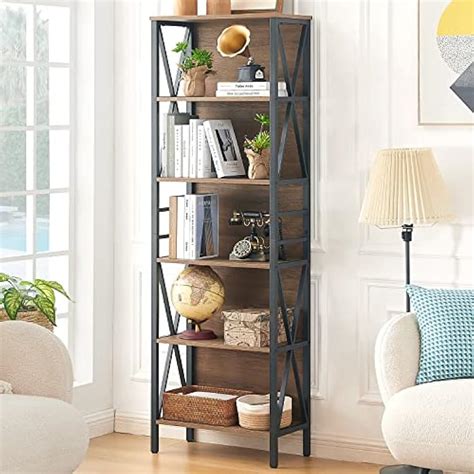 HOMISSUE Tall Bookshelf, 6-Tier Book Shelf, Rustic India | Ubuy